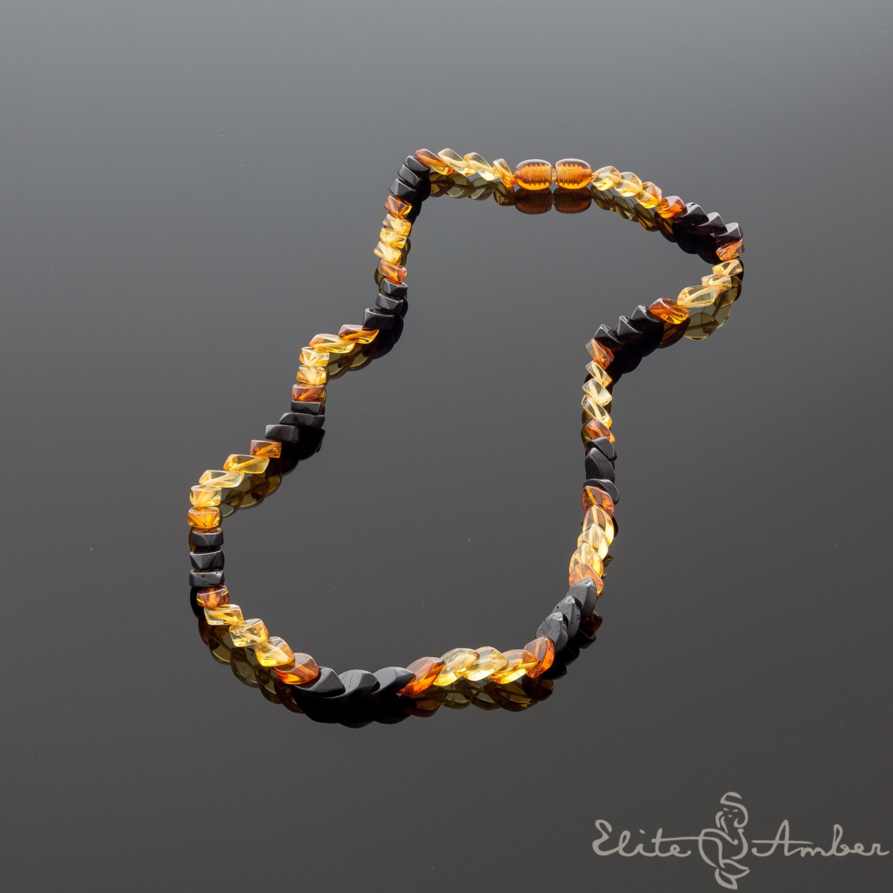 Amber necklace "Multi color rain"
