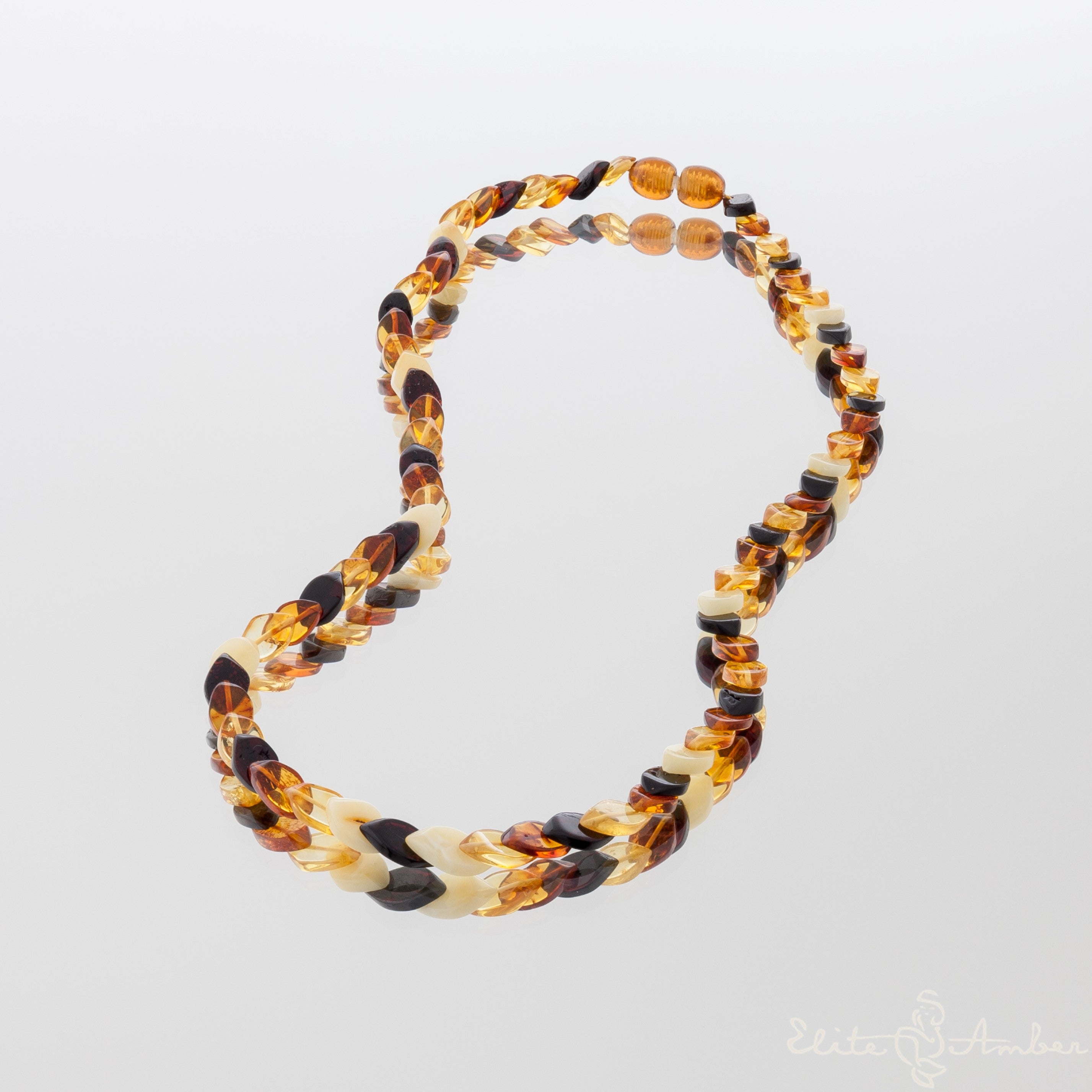 Amber necklace "White rain droplets"