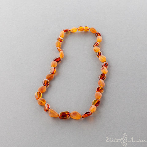 Amber necklace "Polished and raw amber pebbles"