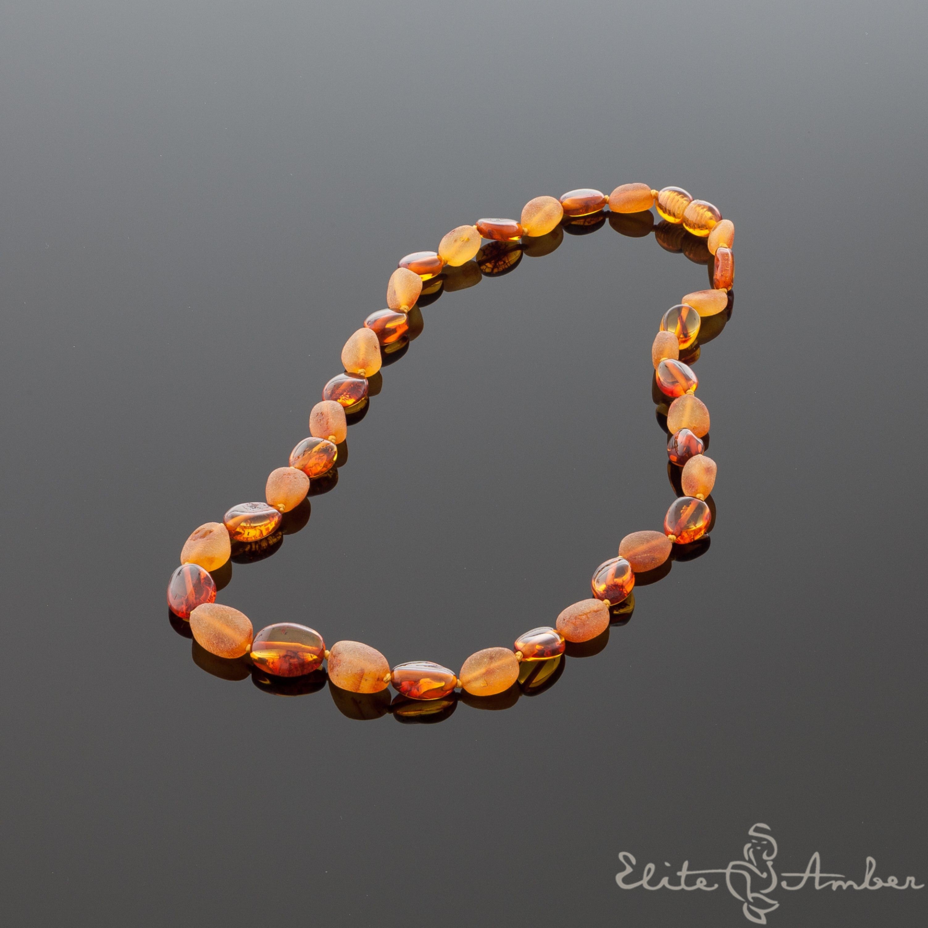Amber necklace "Polished and raw amber pebbles"