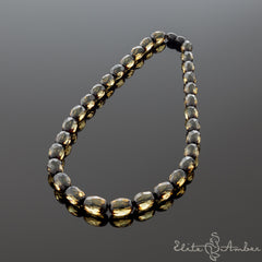 Amber necklace "Black diamond"