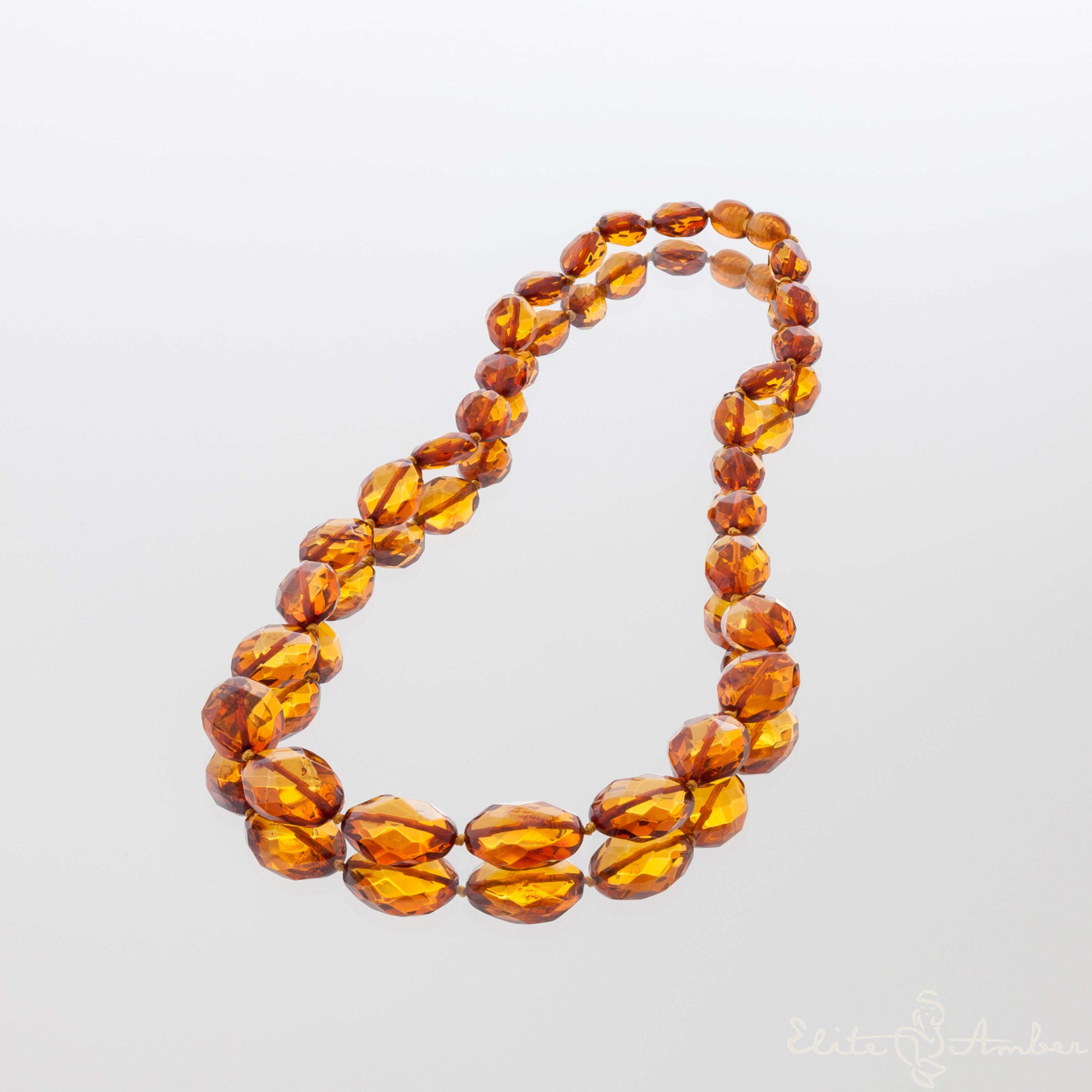 Amber necklace "Cognac diamond"