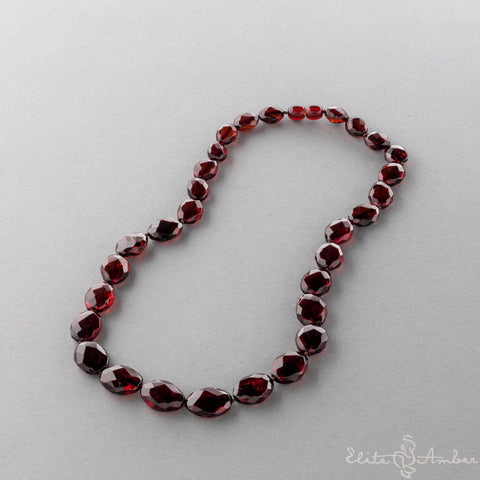 Amber necklace "Cherry diamond"