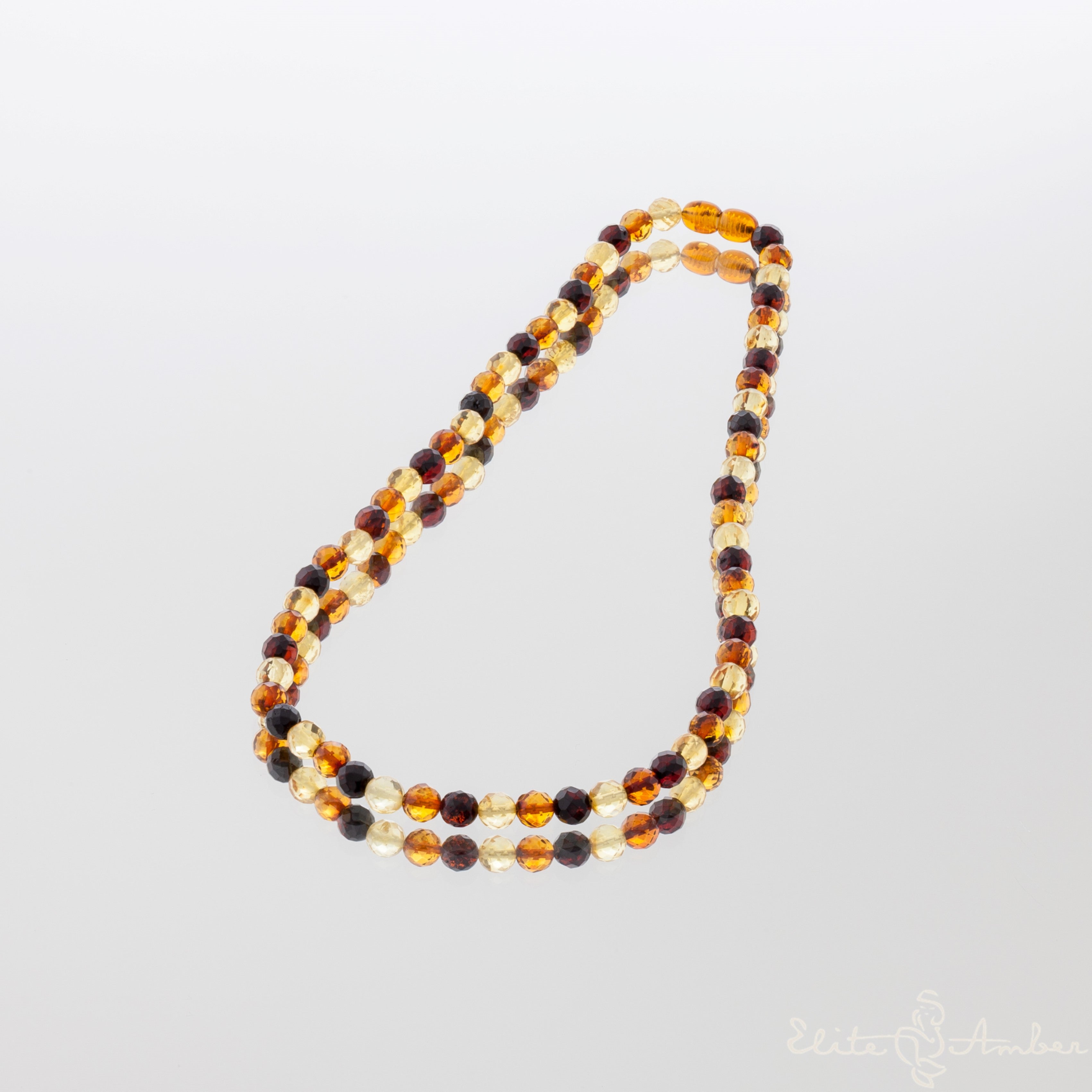 Amber necklace "Glossy colors"