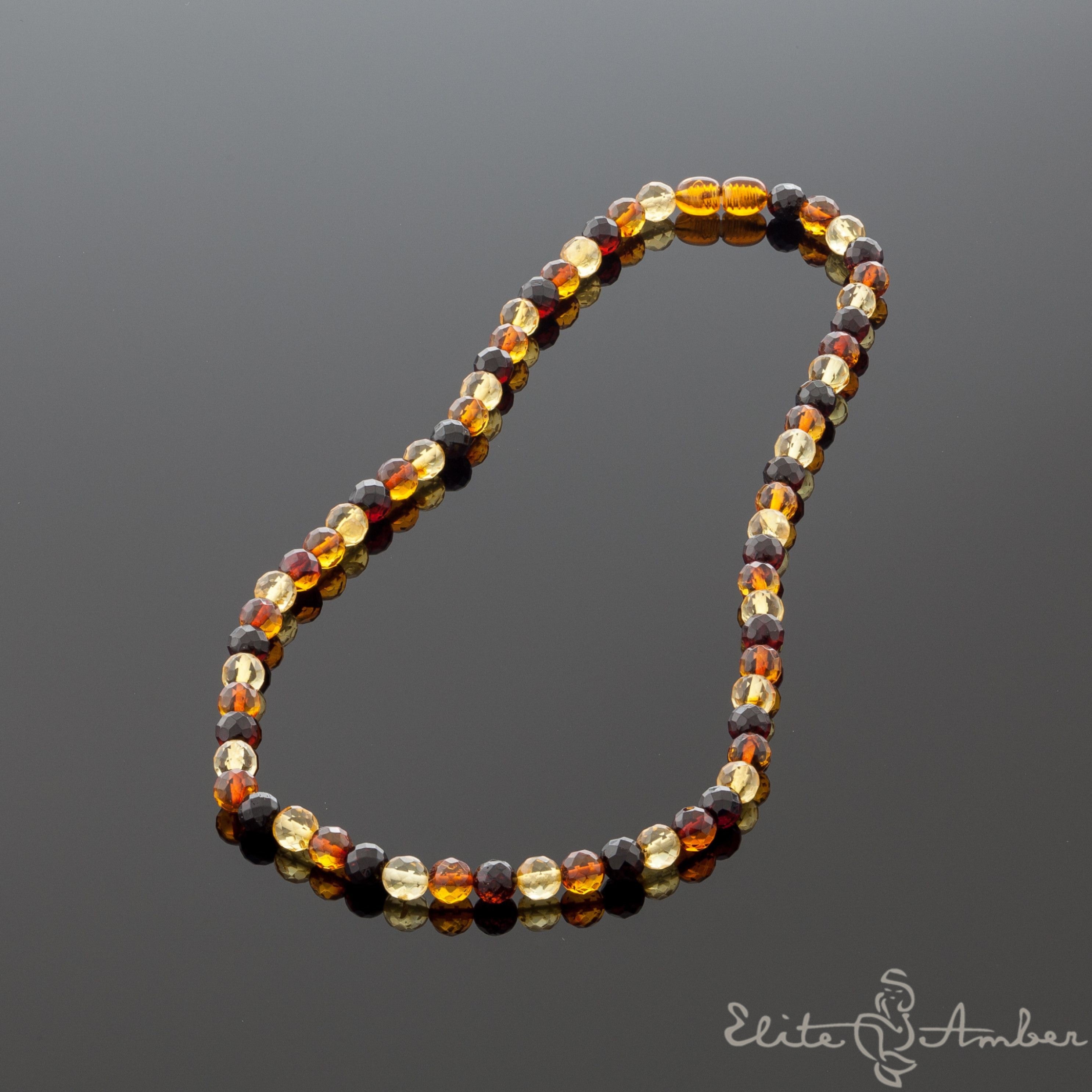 Amber necklace "Glossy colors"