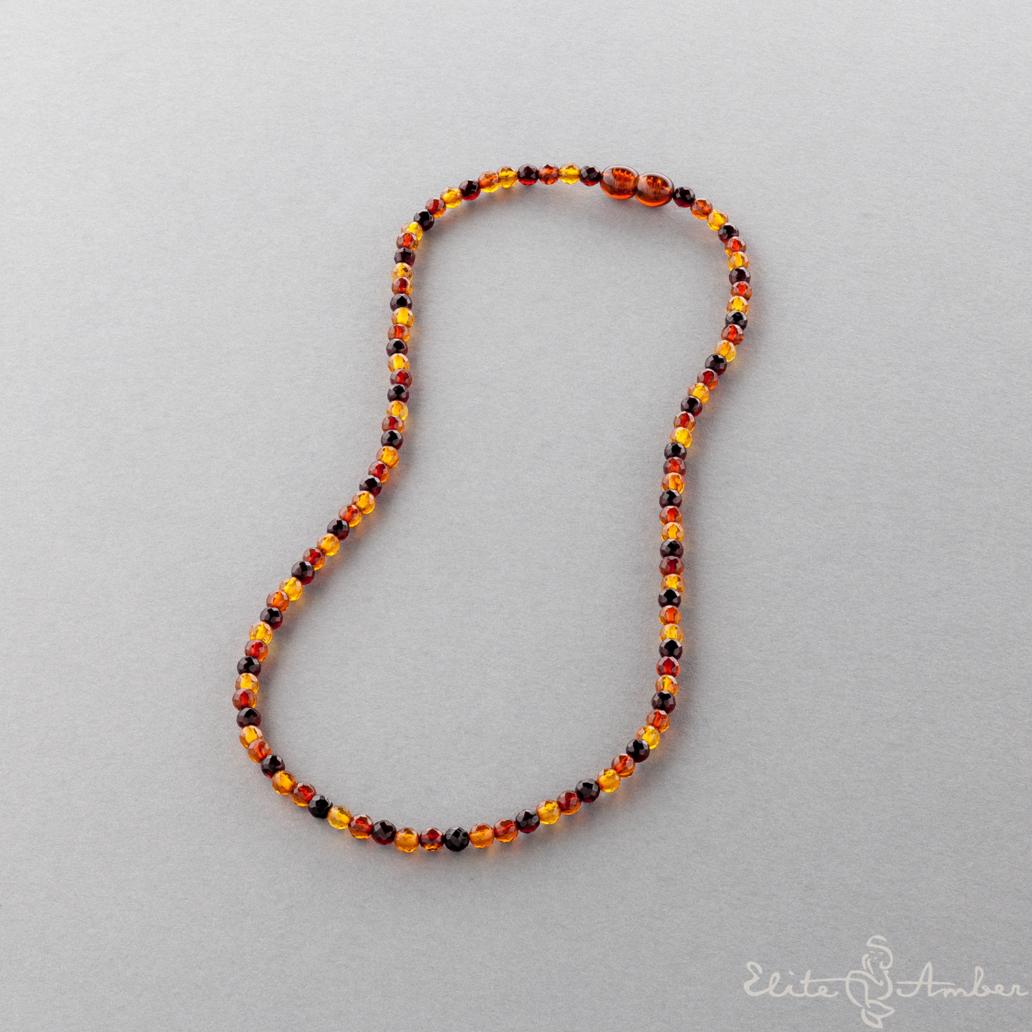 Amber necklace "Small glossy colors"