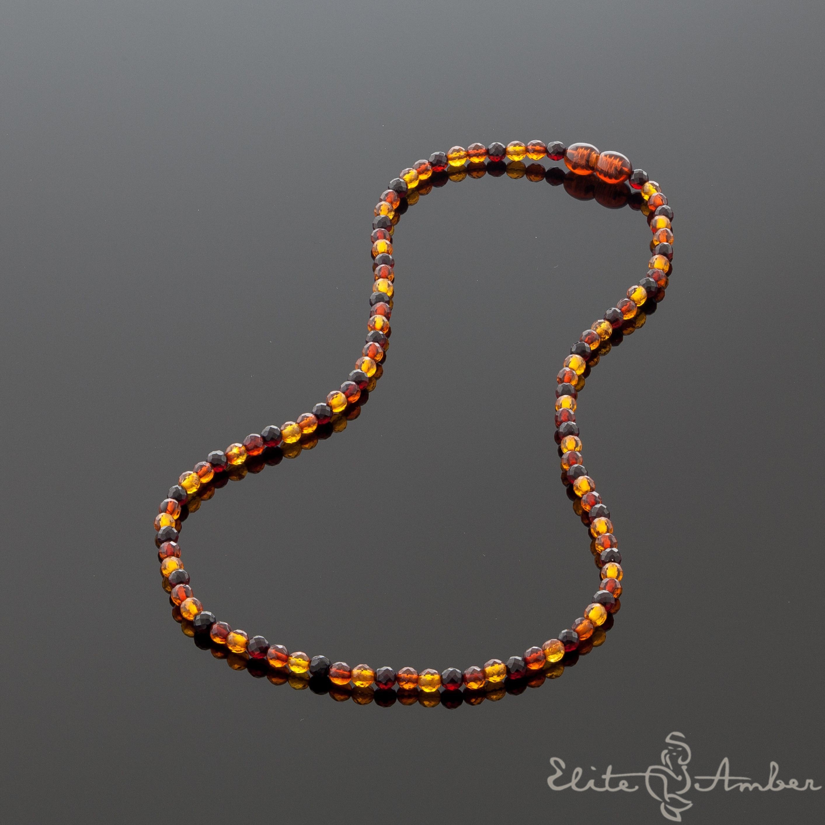 Amber necklace "Small glossy colors"