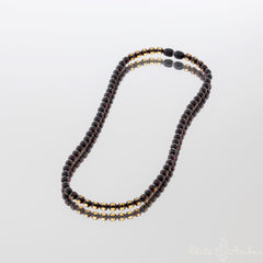 Amber necklace "Glossy black night"