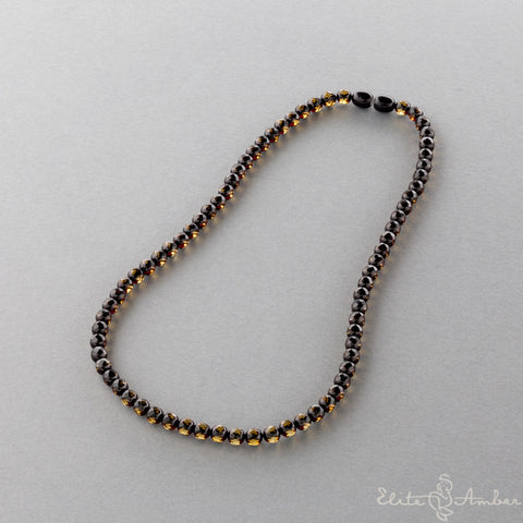 Amber necklace "Glossy black night"