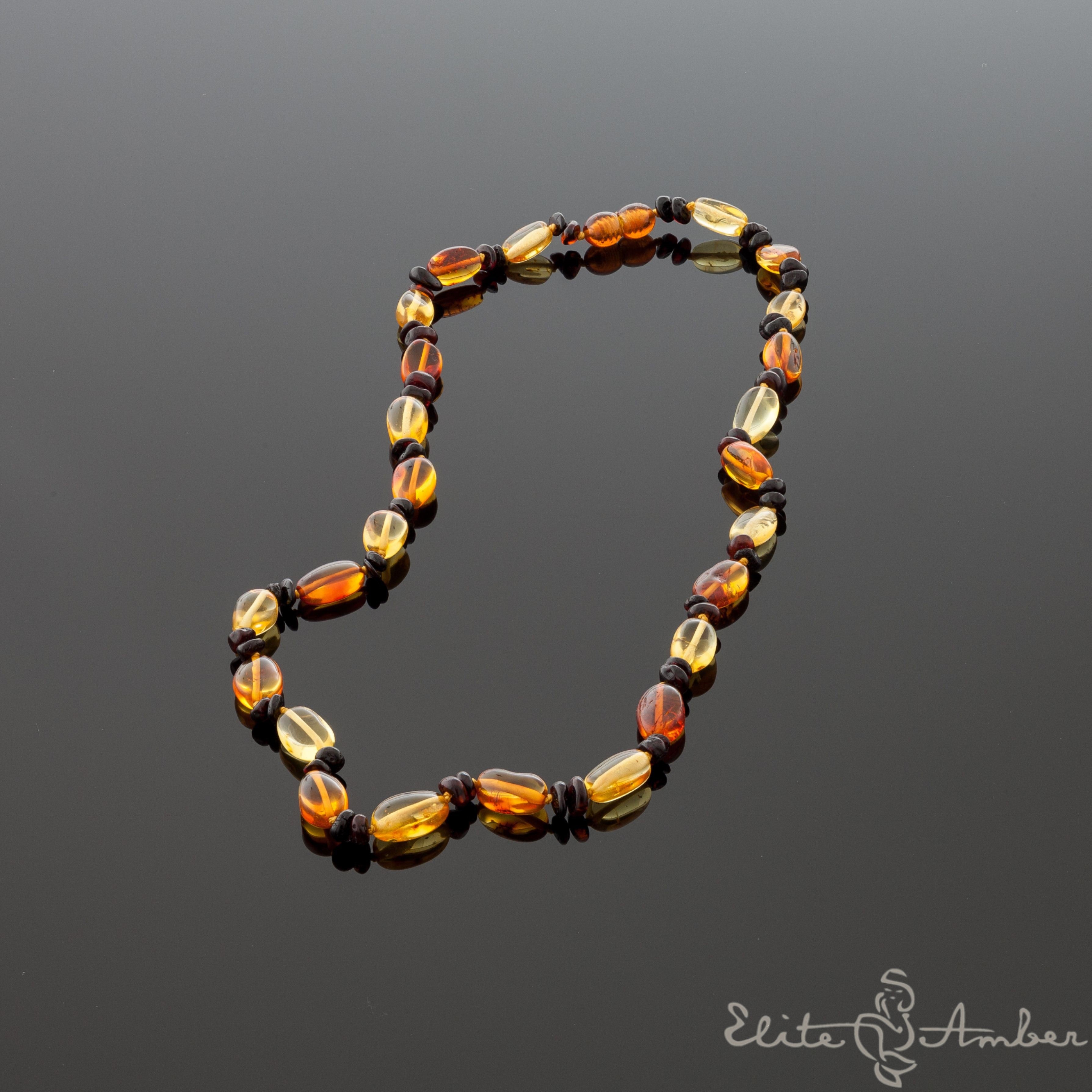 Amber necklace "Lemon cognac pebbles"