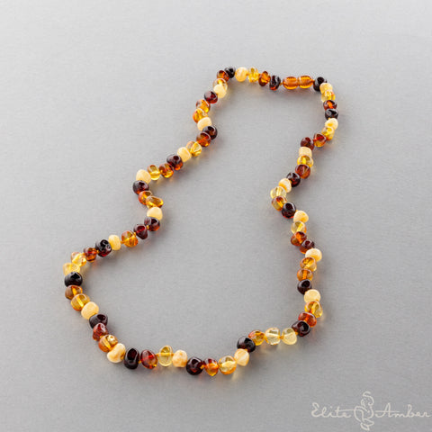 Amber necklace "Four color baroque"