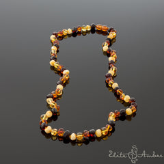 Amber necklace "Four color baroque"