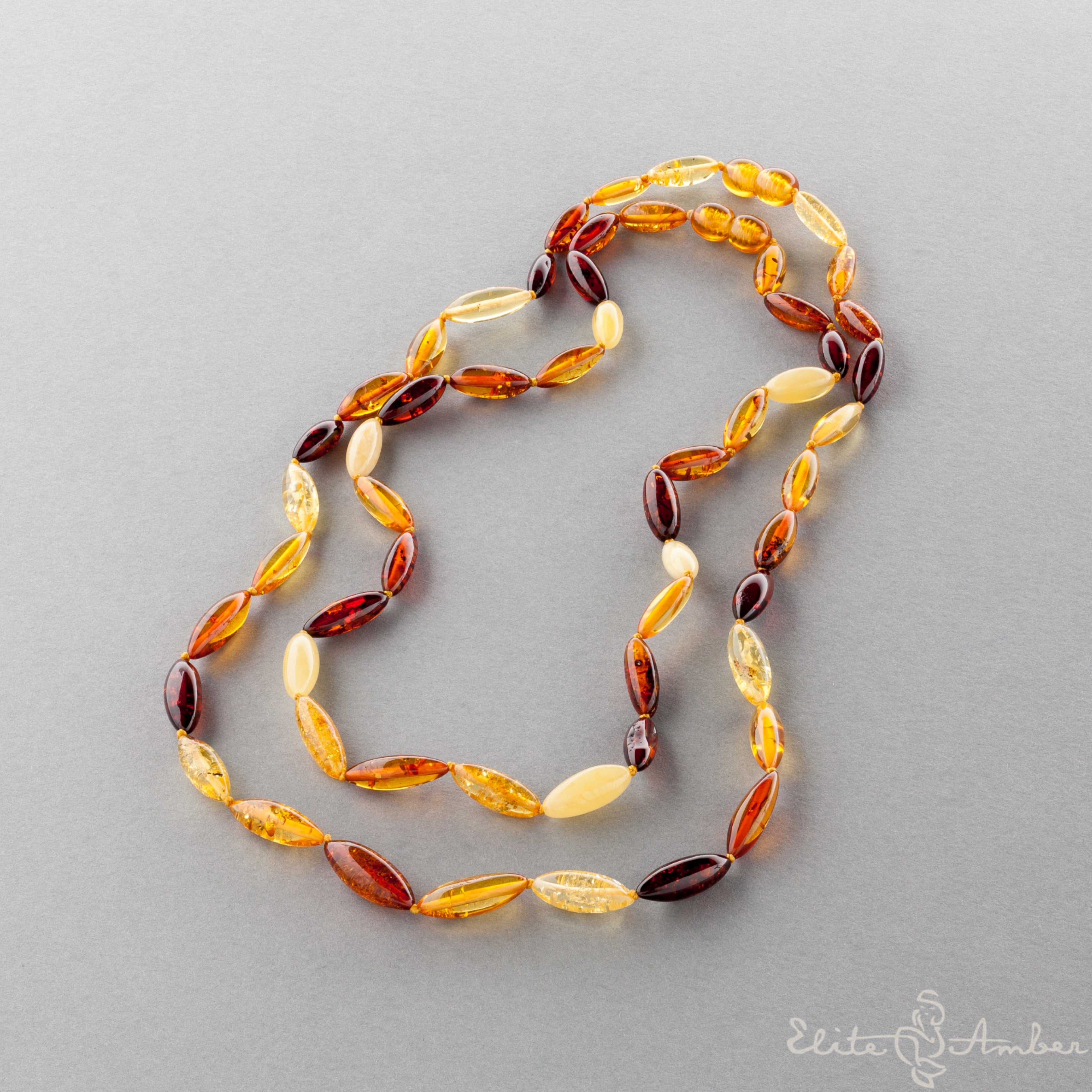 Amber necklace "Colorful grains"