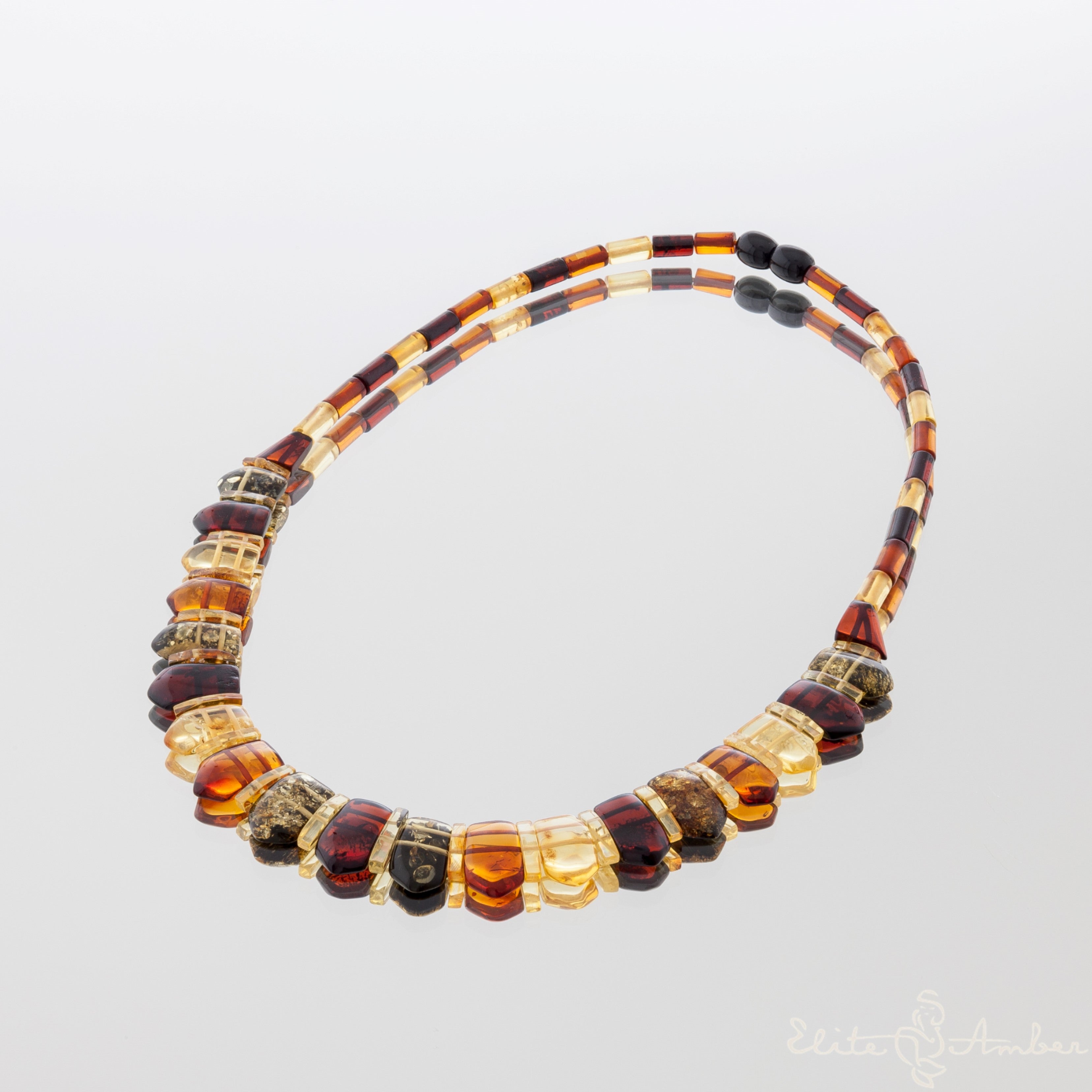 Amber necklace "Small pentagon Cleopatra"