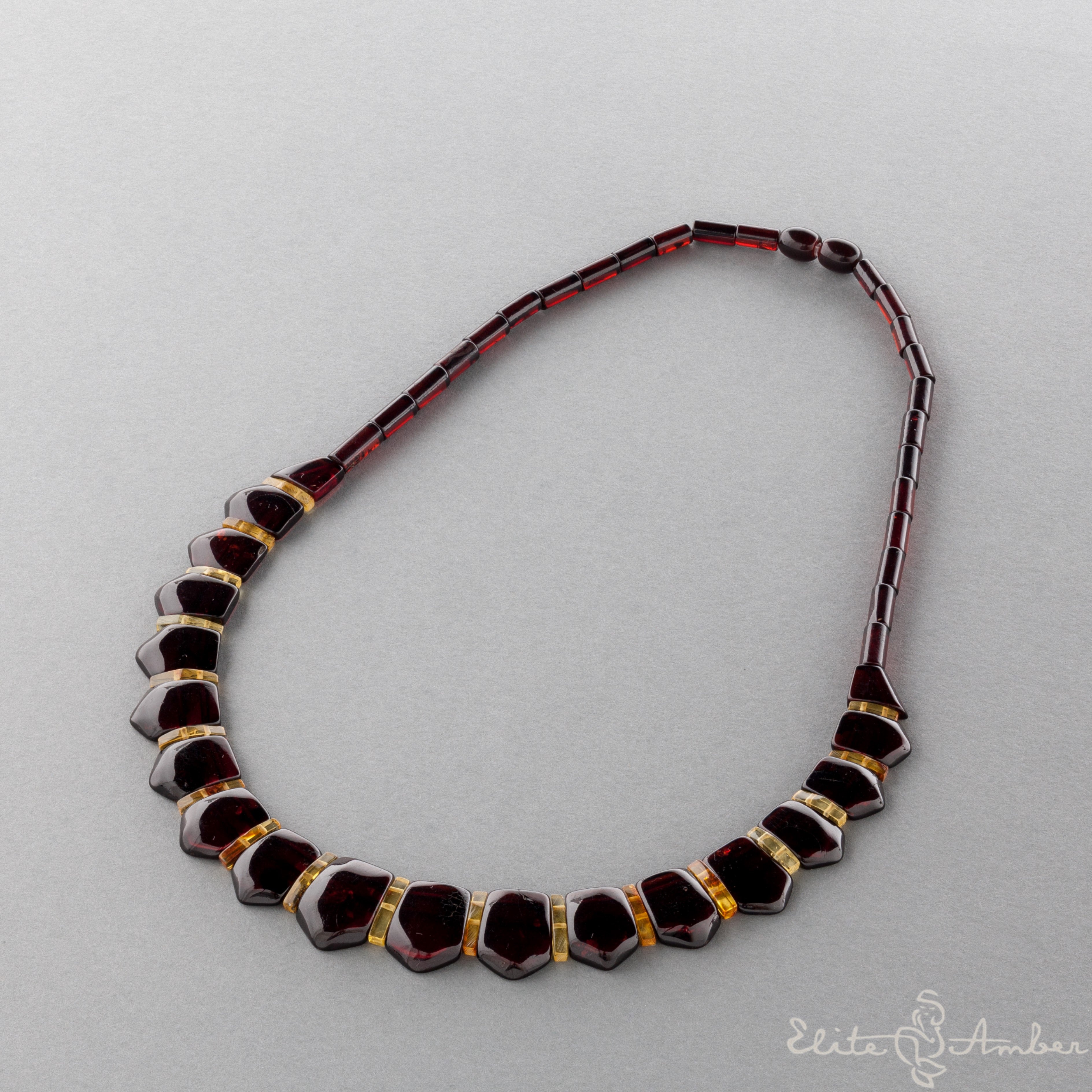 Amber necklace "Cherry pentagon Cleopatra"