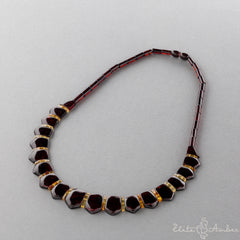 Amber necklace "Cherry pentagon Cleopatra"