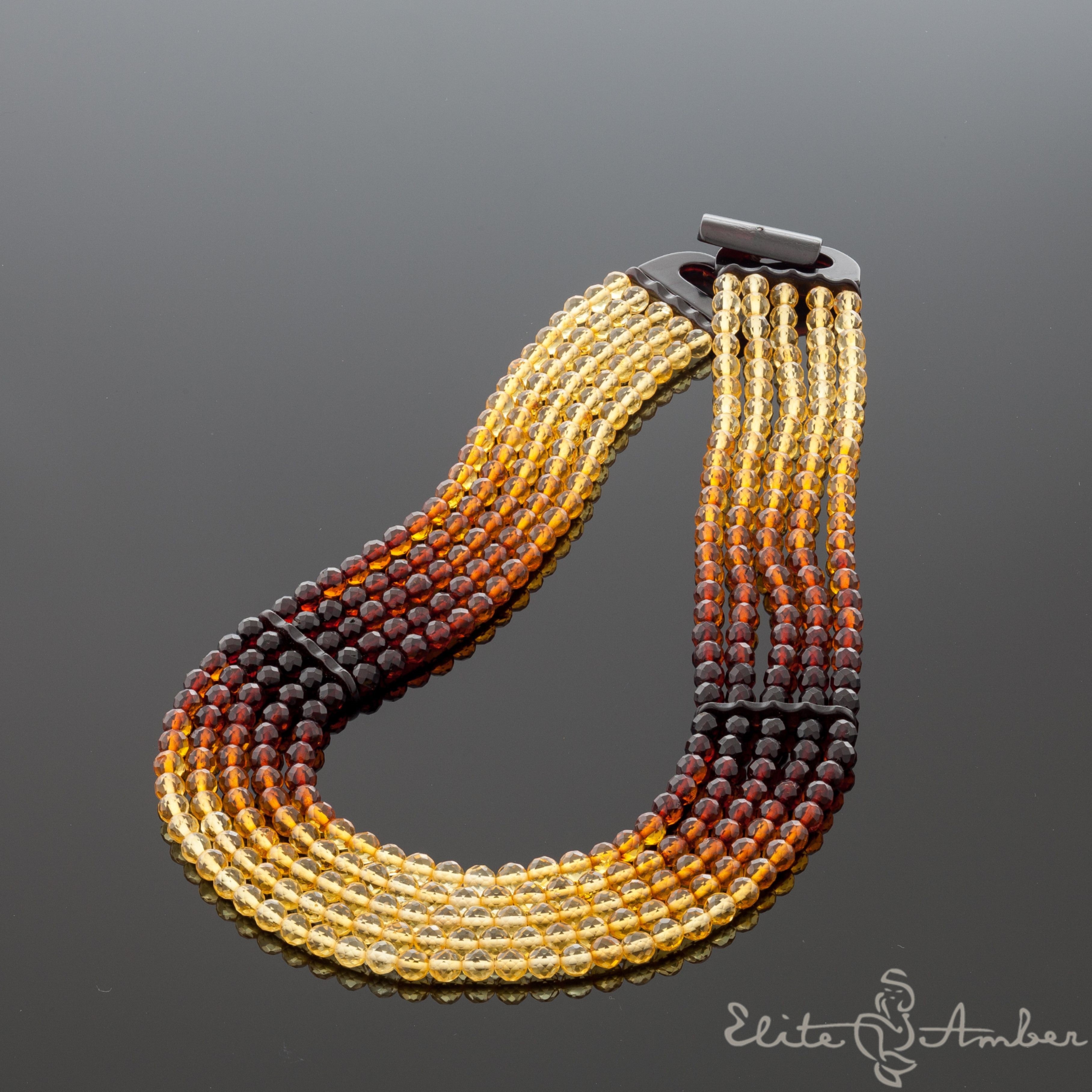 Amber necklace "Queen rainbow"