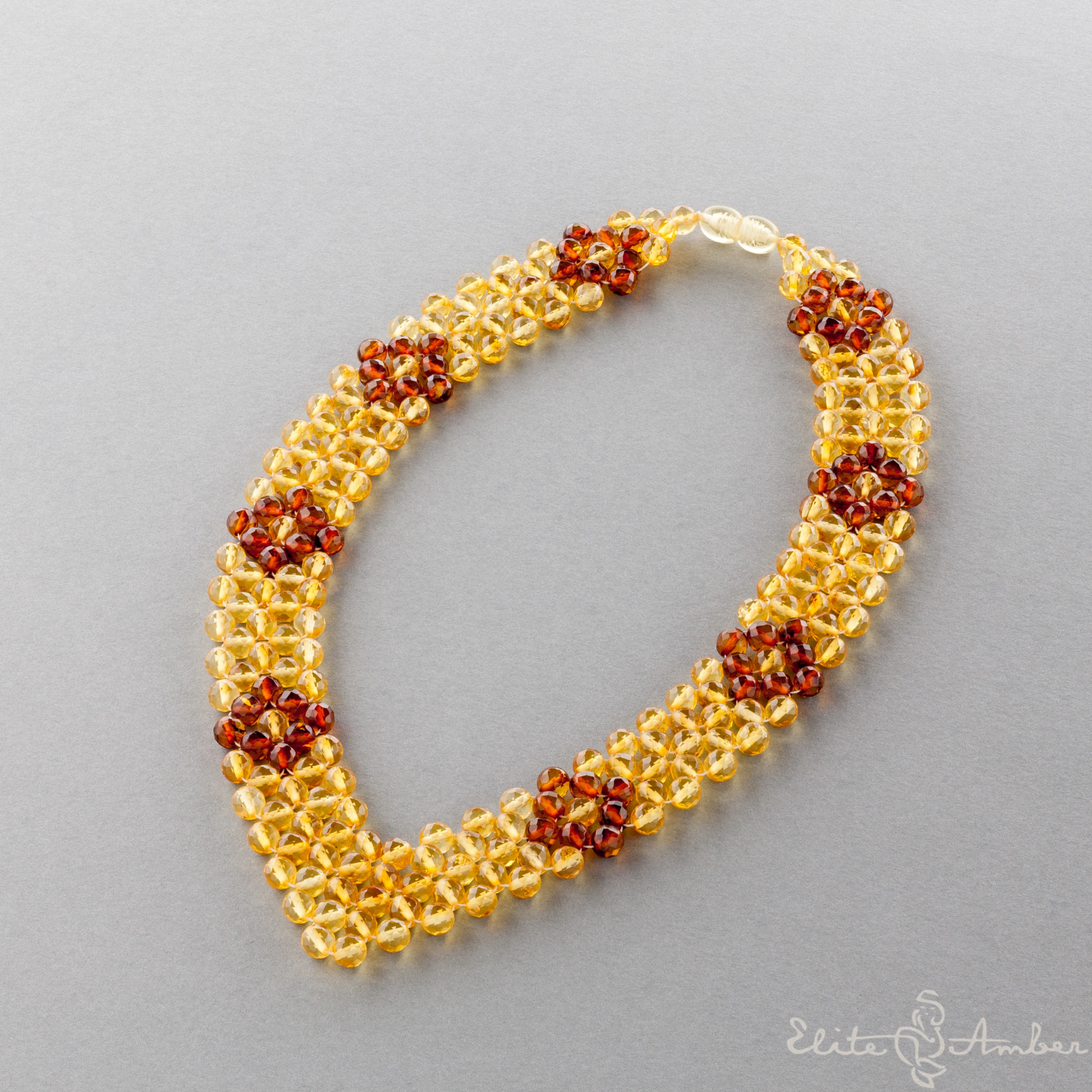 Amber necklace "Princess honey flowers"