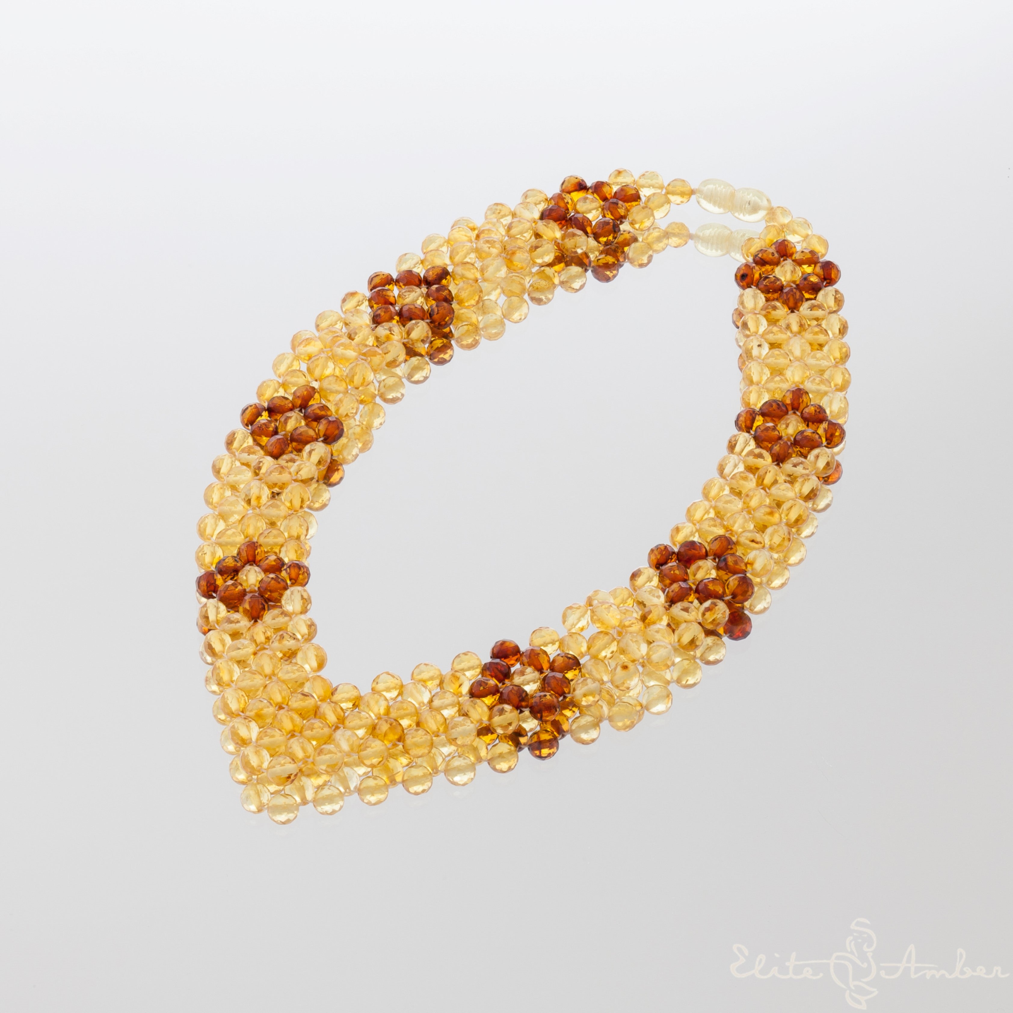 Amber necklace "Princess honey flowers"