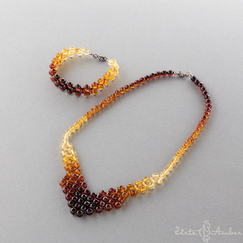 Amber necklace and bracelet "Princess rainbow"