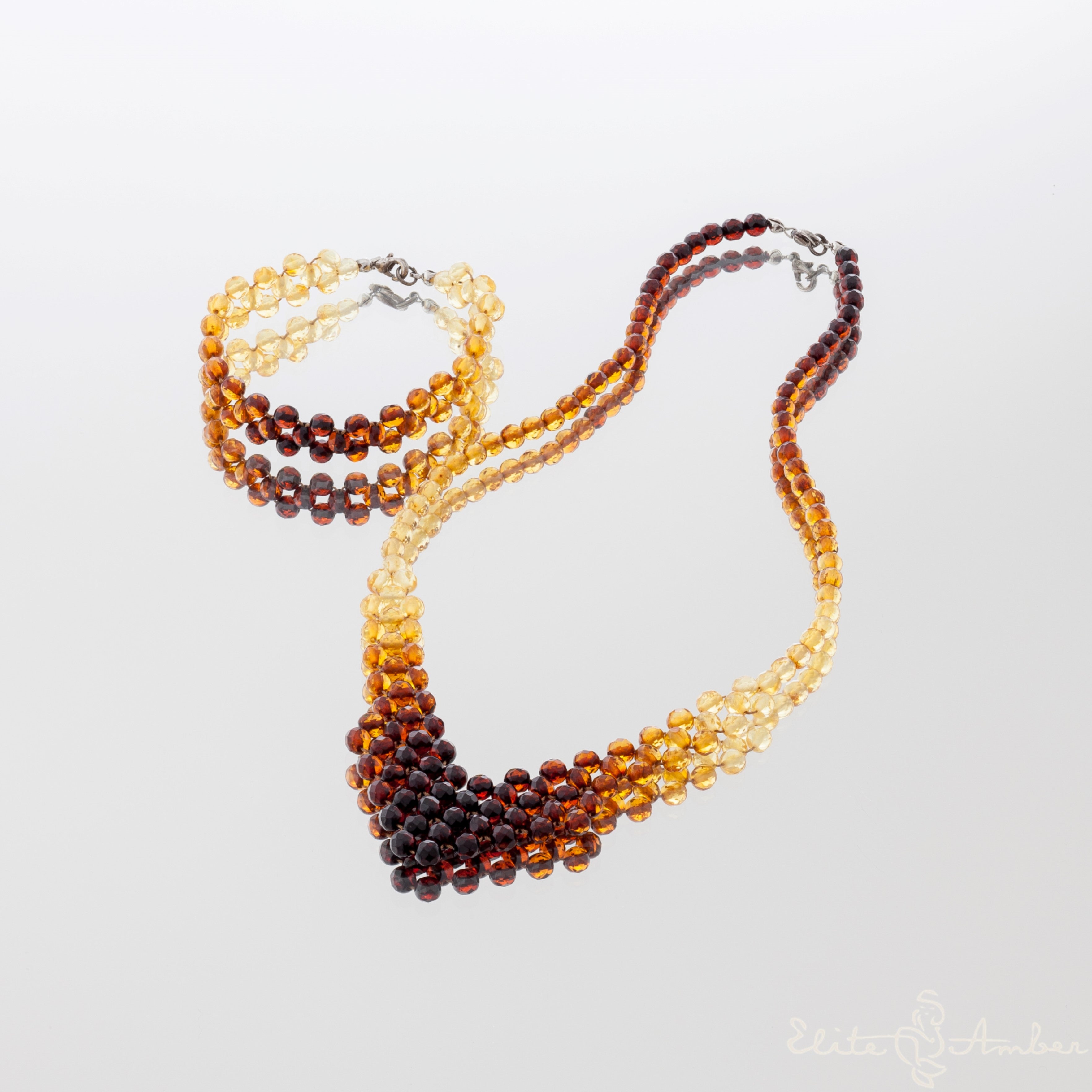 Amber necklace and bracelet "Princess little rainbow"