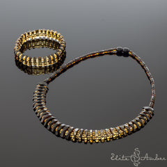 Amber necklace and bracelet "Dark elegance"
