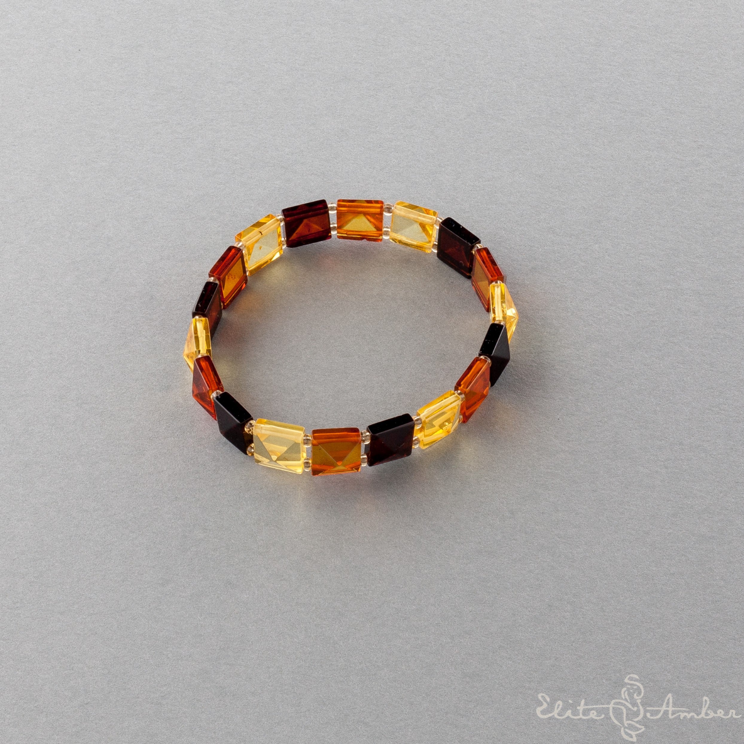 Amber bracelet "Multi color pyramid"
