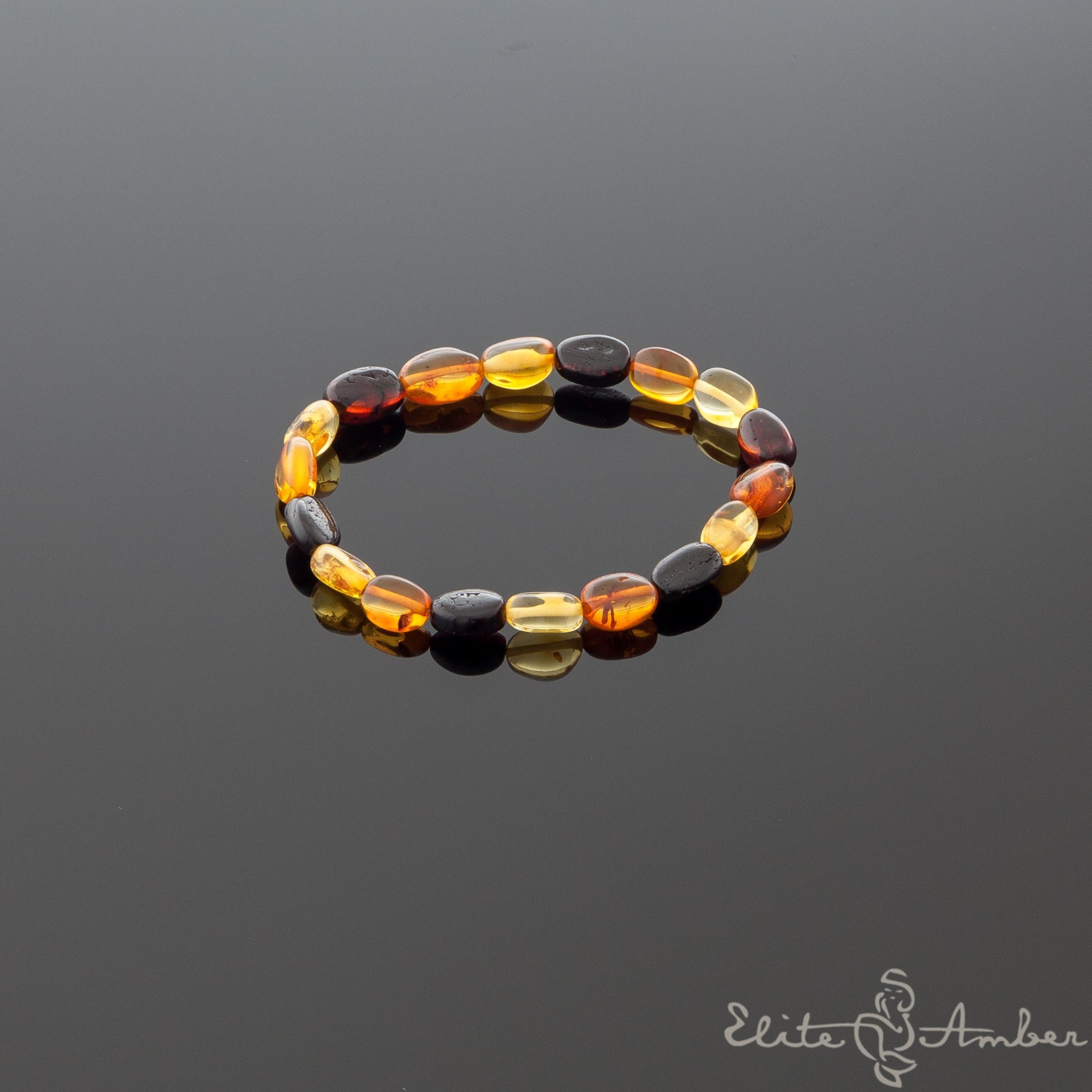 Amber bracelet "Multi color amber pebbles"