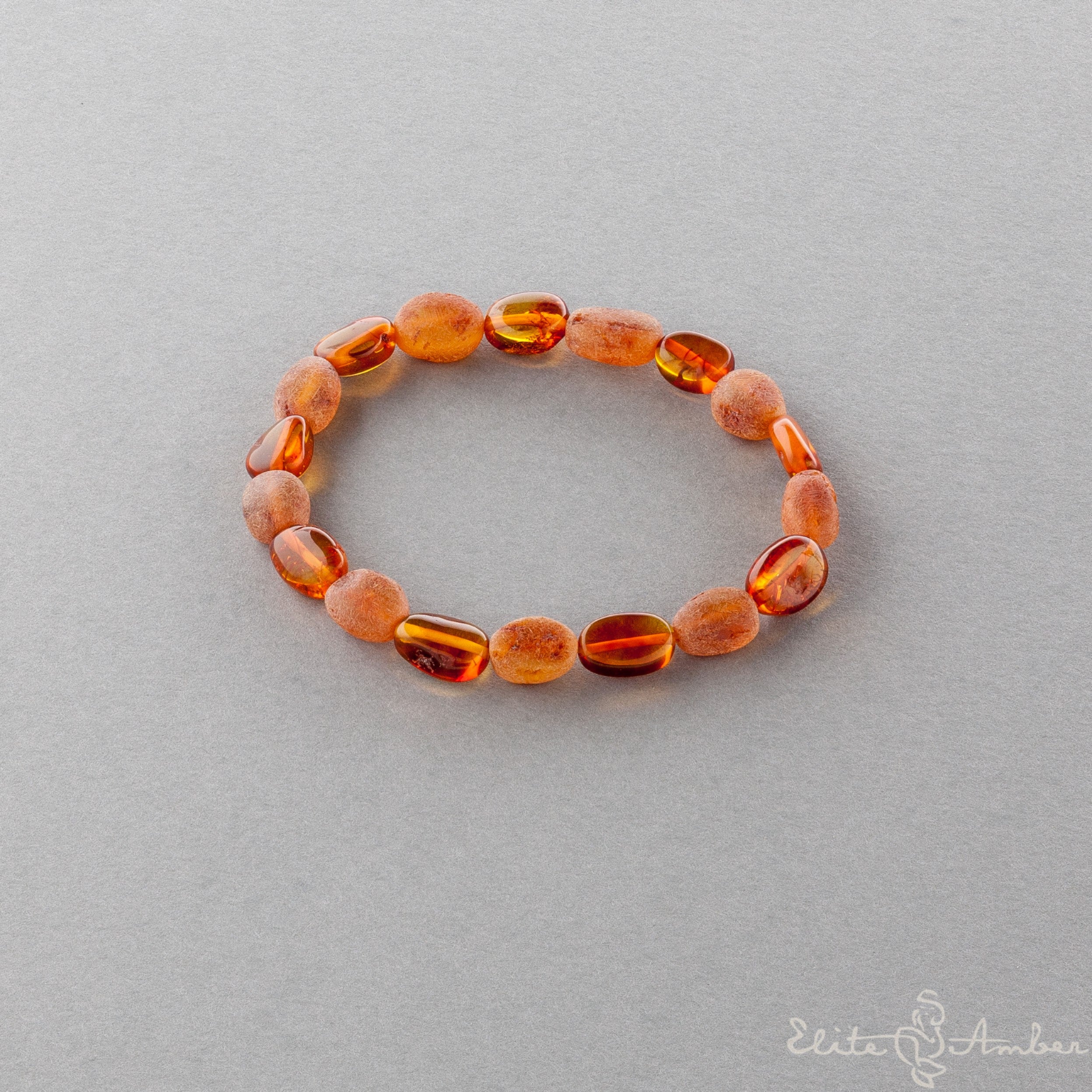Amber bracelet "Polished and raw amber pebbles"