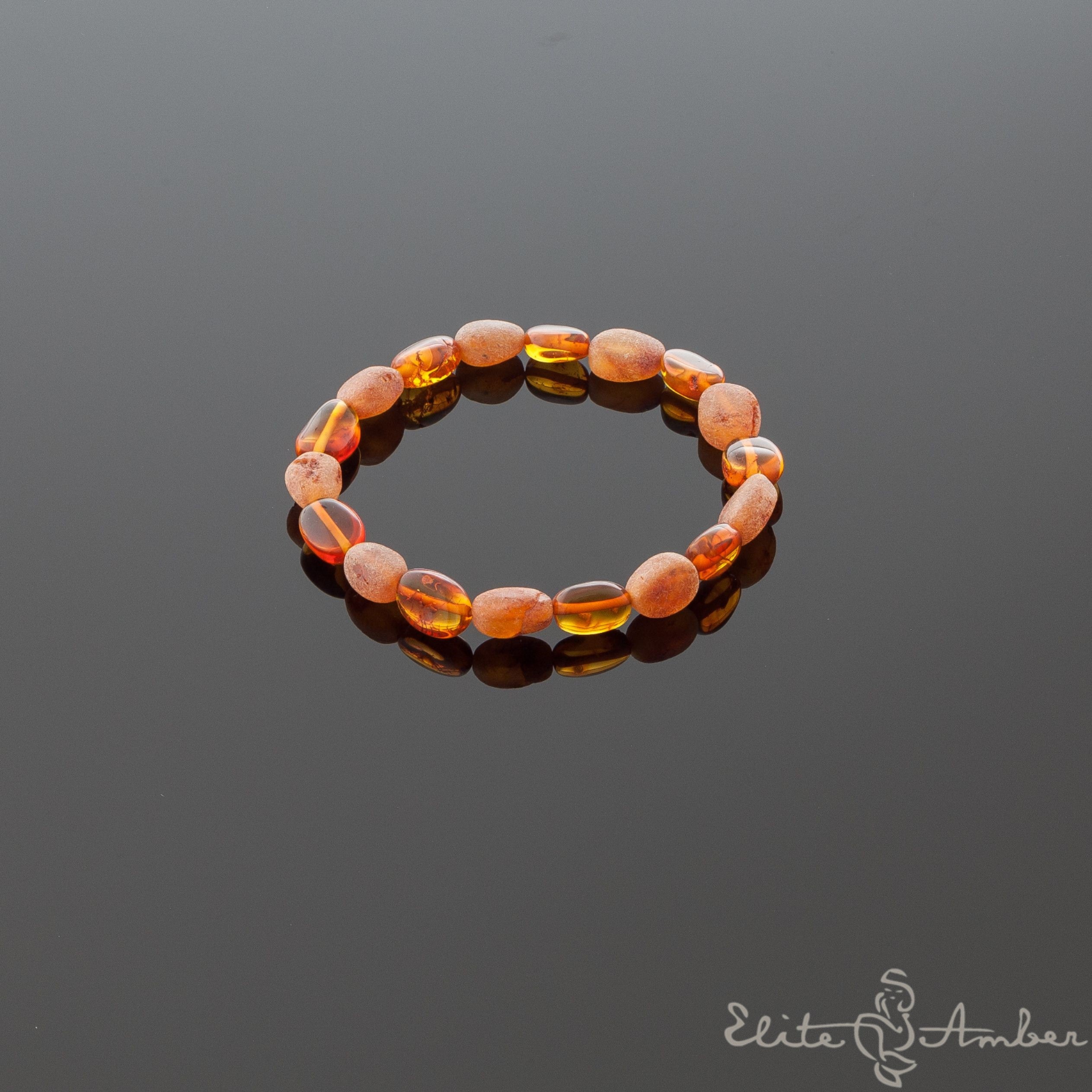 Amber bracelet "Polished and raw amber pebbles"