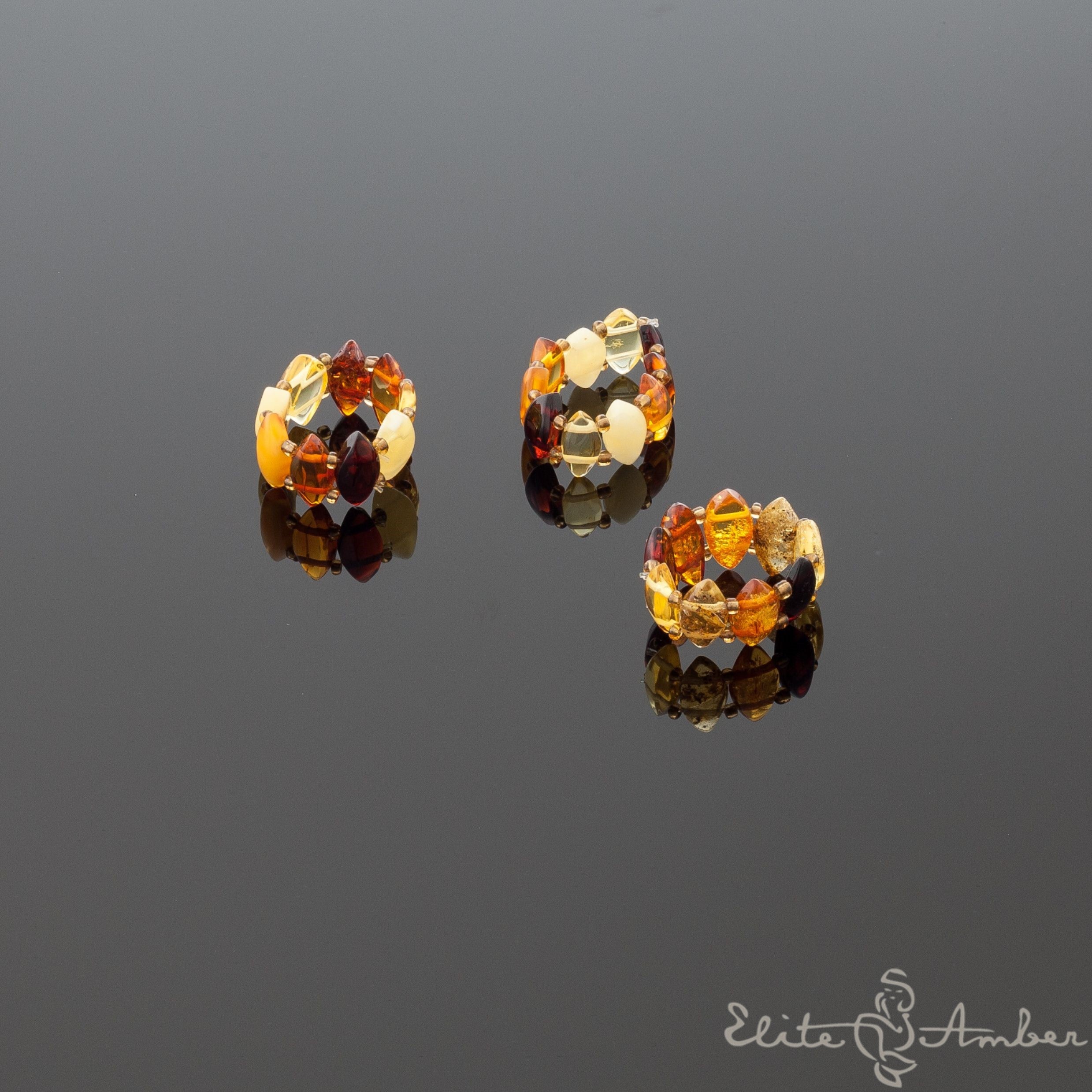 Amber ring "Multi color rain"