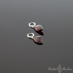 Amber earrings "Cherry leafs"