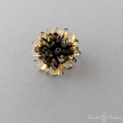 Amber ring "Black flower"