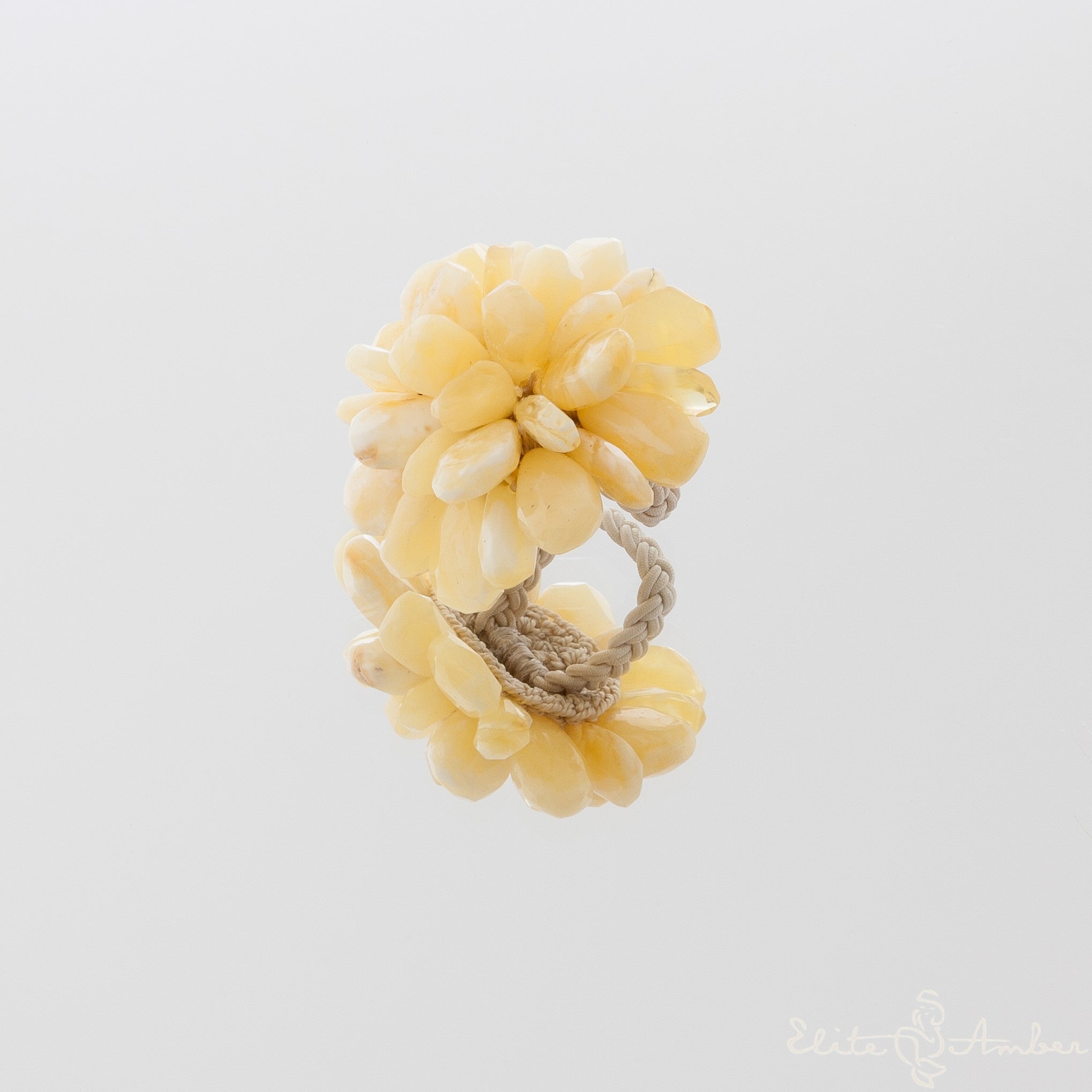 Amber ring "Royal white"