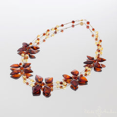 Amber necklace "Brilliant honey flowers"