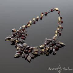 Amber necklace "Big wind flowers"