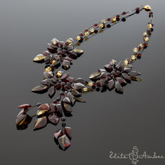 Amber necklace "Amazing wind flowers"