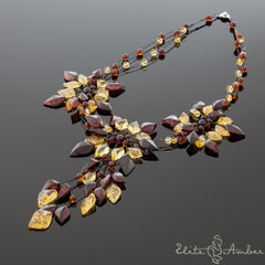 Amber necklace "Amazing lemon flowers"
