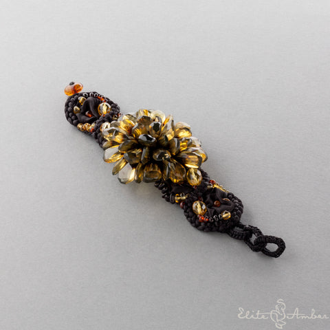 Amber bracelet "Midnight flower"